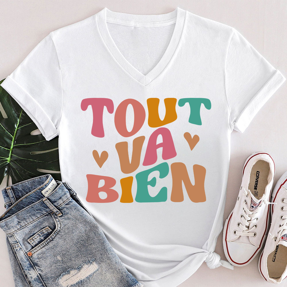 Tout Va Bien French Teacher Female V-Neck T-Shirt