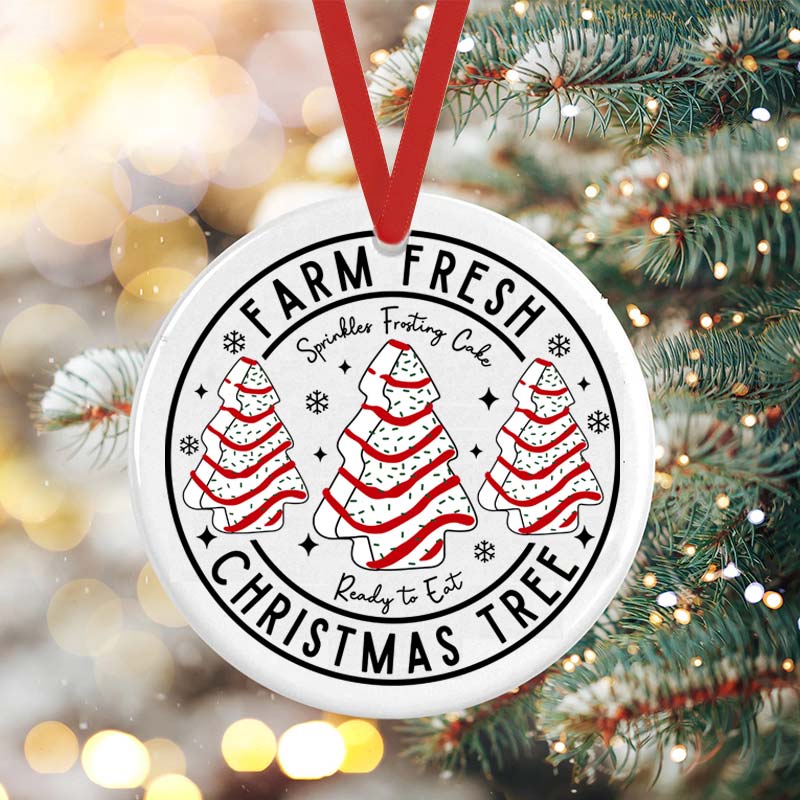 Farm Fresh Christmas Tree Teacher Ceramic Christmas Ornament
