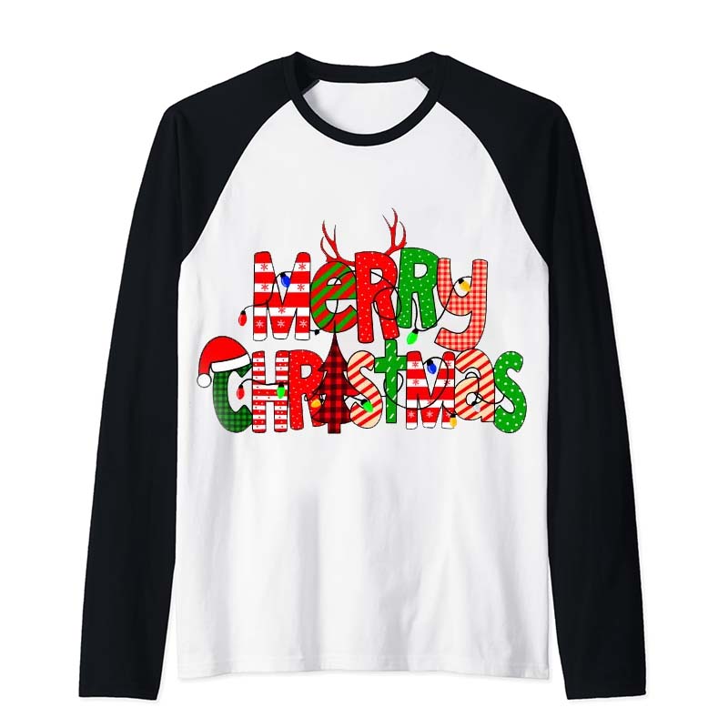 Merry Christmas Teacher Raglan Long Sleeve T-Shirt