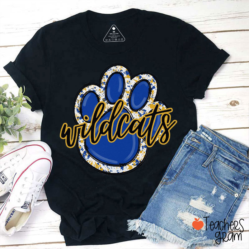 Personalized Mascot School Spirit Paw Teacher T-Shirt