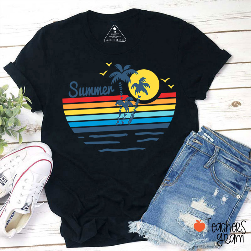 Beachside Summer Vibes Teacher T-Shirt