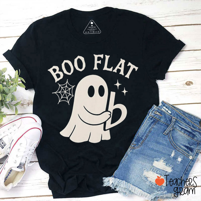 Boo Flat Halloween Teacher T-Shirt