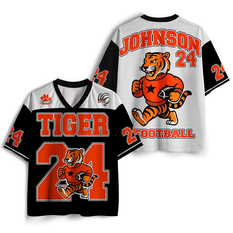 Personalized Name And Number Tiger Football Teacher Mesh Jersey