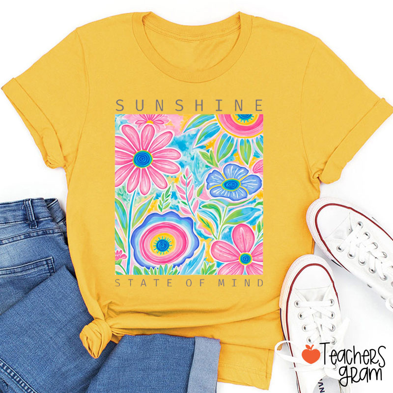 Sunshine State Of Mind Flower Teacher T-Shirt
