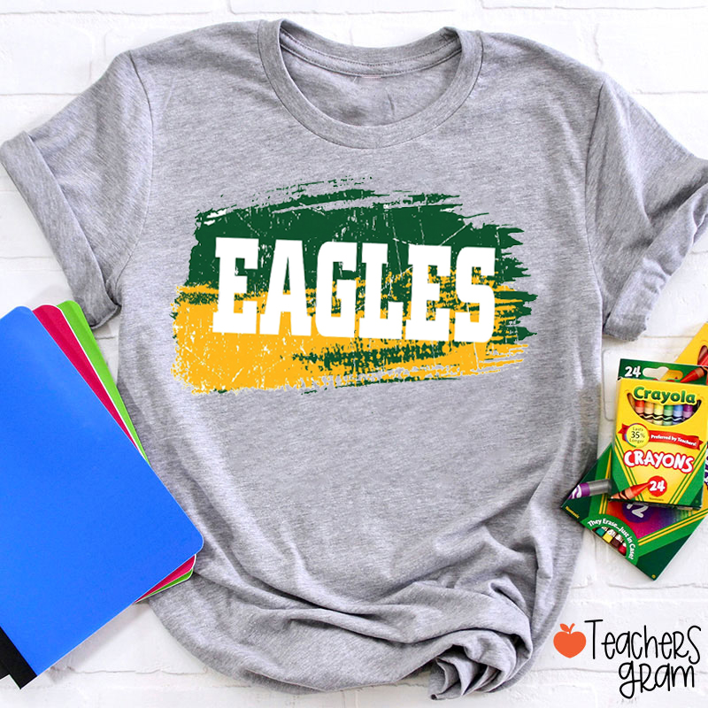 Personalized Mascot Contrasting Colors Brush Stroke Teacher T-Shirt