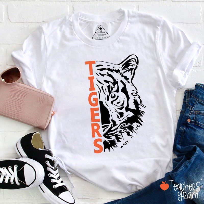 Personalized Mascot Half Layout School Spirit Teacher T-Shirt