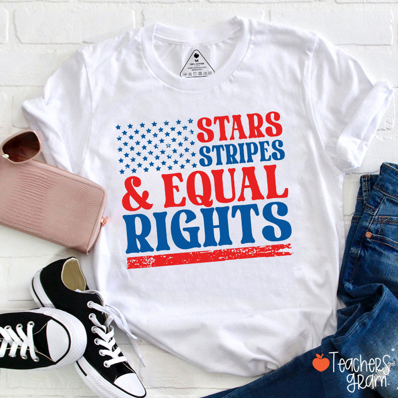 Stars Stripes And Equal Rights Falg Teacher T-Shirt