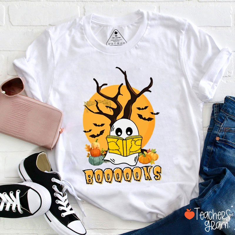 Ghost Read Boooooks Halloween Teacher T-Shirt