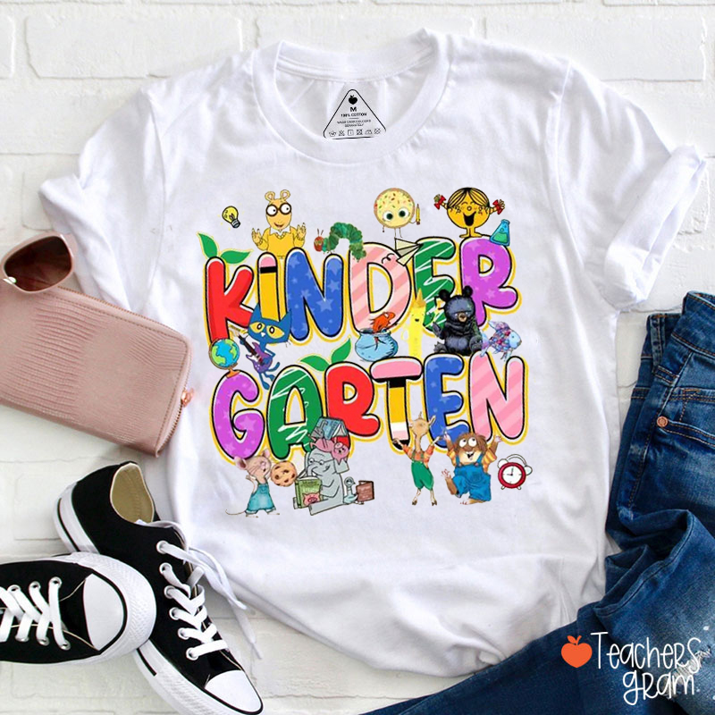Personalized Grade Cartoon Character Teacher T-Shirt