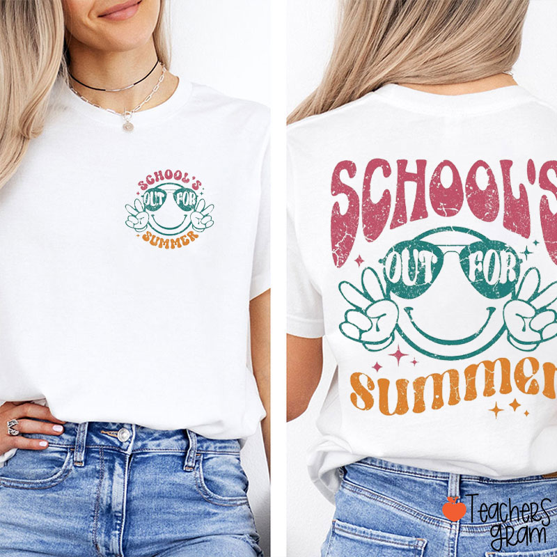 Retro School's Out For Summer Teacher Two Sided T-Shirt