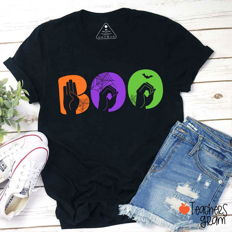 Hand Gestures Boo Teacher T-Shirt