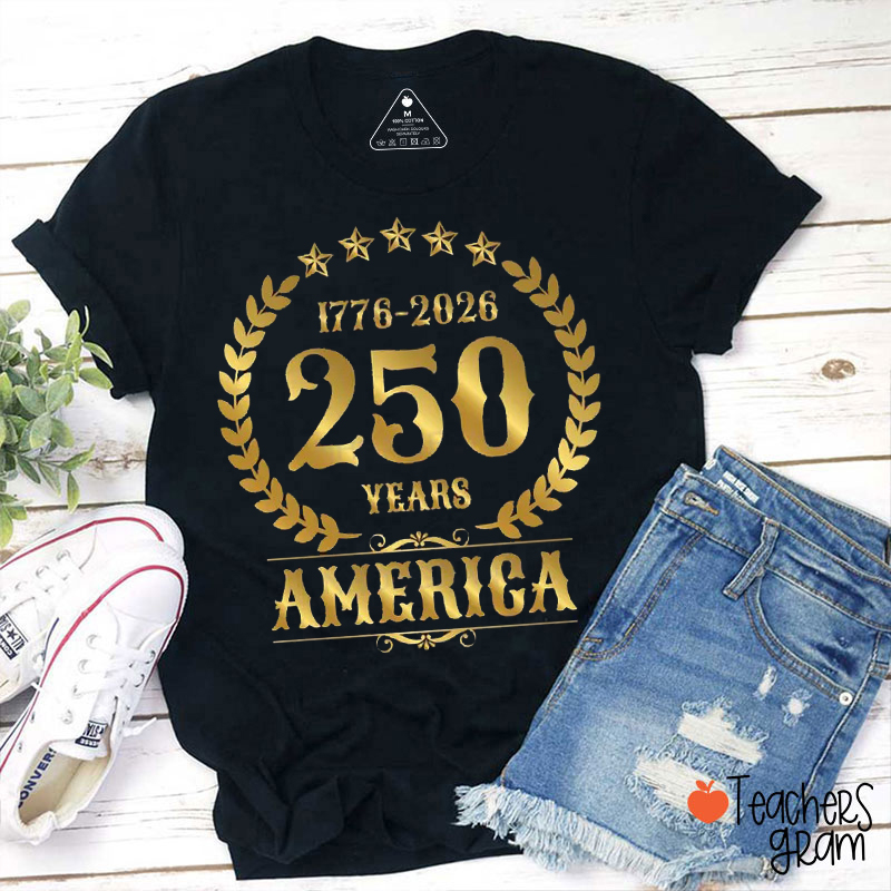 Glitter 250th Anniversary America Teacher T-Shirt