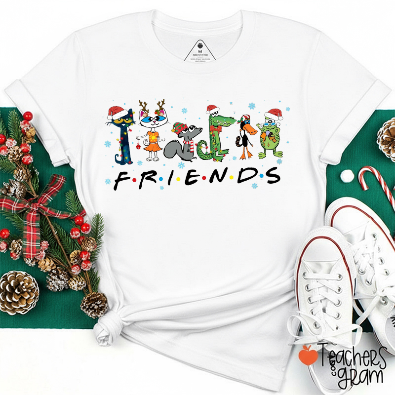 Friends Christmas Cartoon Character Teacher T-shirt