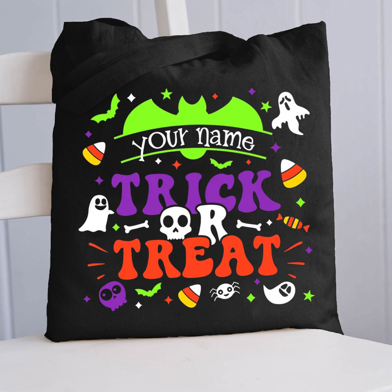Personalized Trick Or Treat Teacher Tote Bag