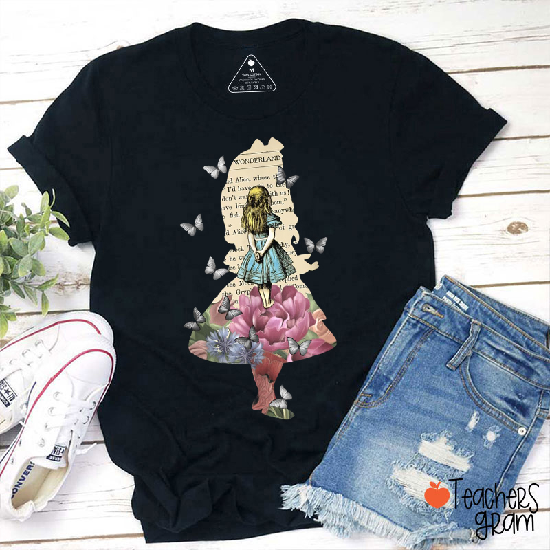 Alice In Wonderland Silhouette Teacher T-Shirt