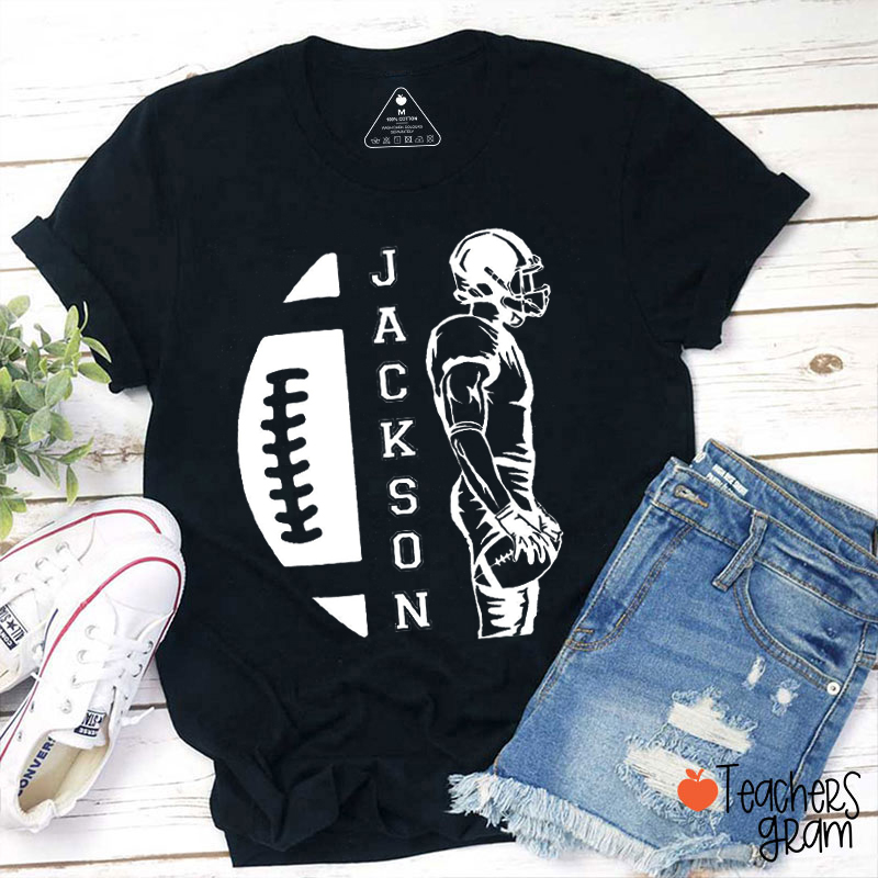 Personalized Name Football Season Game Day Teacher T-Shirt