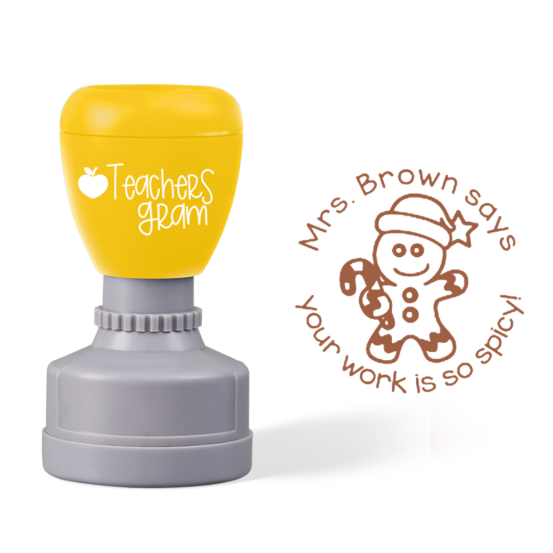 Personalized Name Says Your Work Is So Spicy Teacher Stamp
