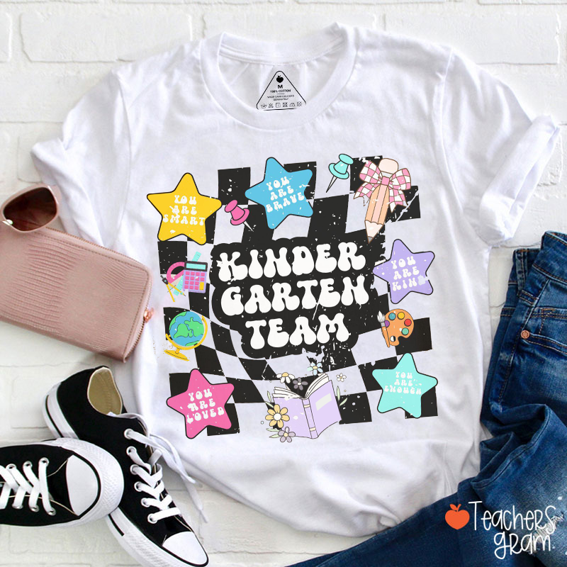 Personalized Team Star Pencil Bow Drawing Board Book Thumbtack Teacher T-Shirt