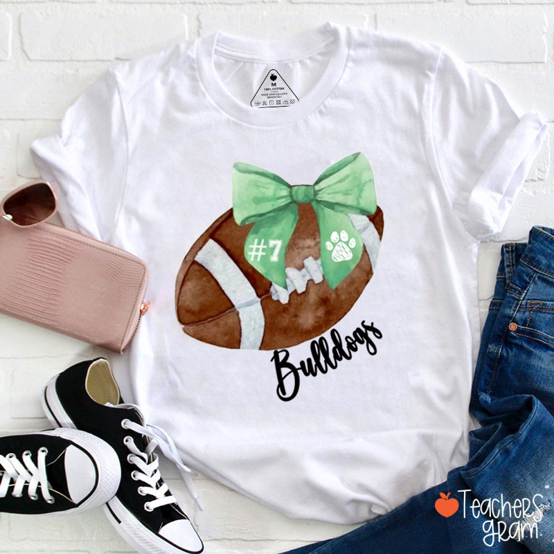 Personalized Sport And Text Coquette Bow Game Day Teacher T-Shirt