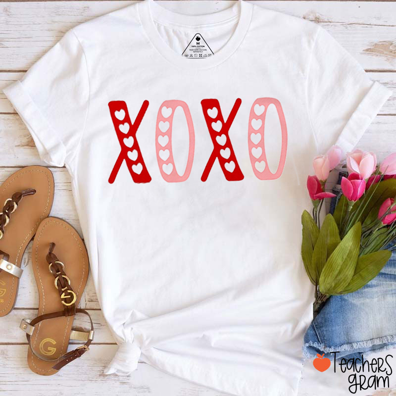 XOXO Heart Hollow Teacher T-Shirt