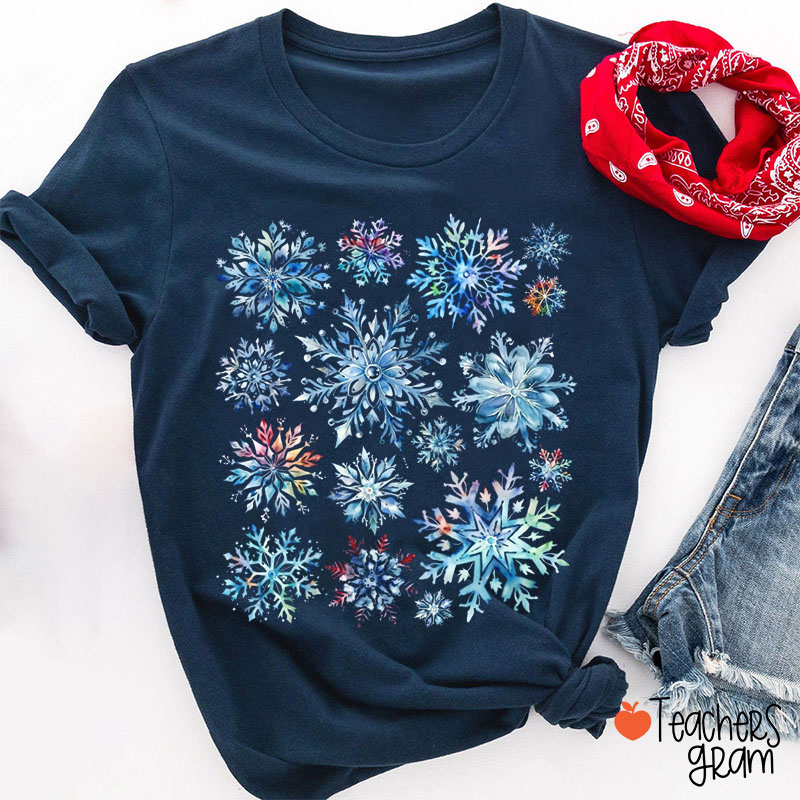 Snowflakes Of Various Shapes Teacher T-Shirt