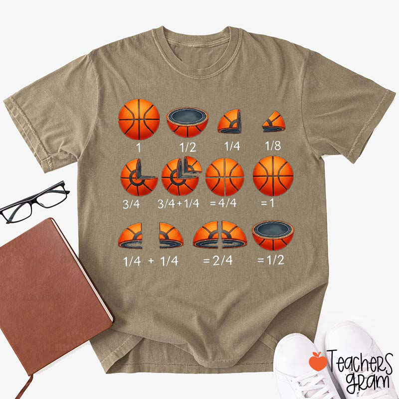 Funny Basketball Math Fractions Teacher T-Shirt