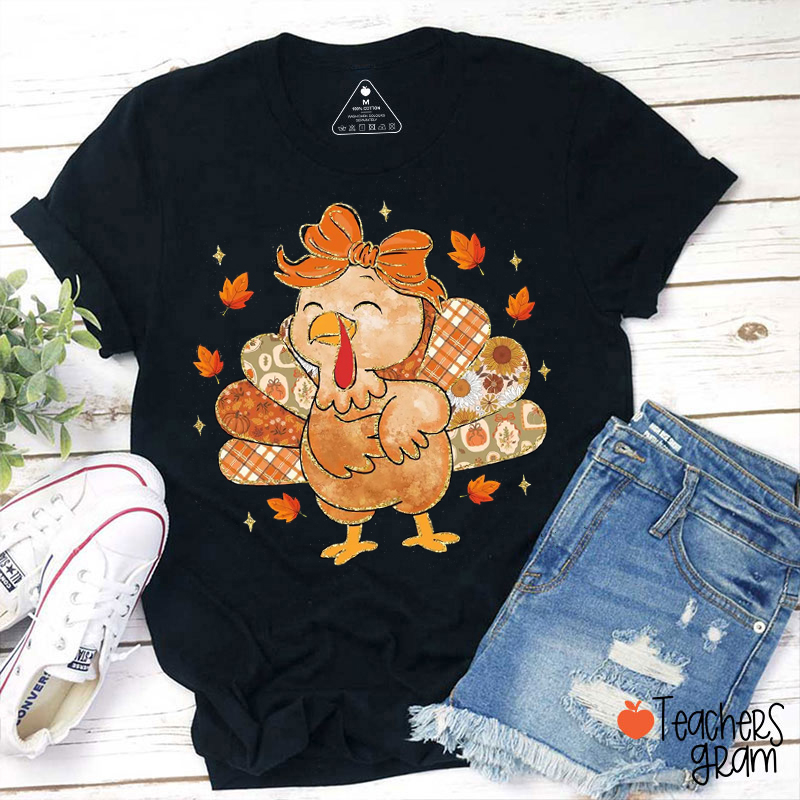 Cute Turkey Thanksgiving Teacher T-Shirt