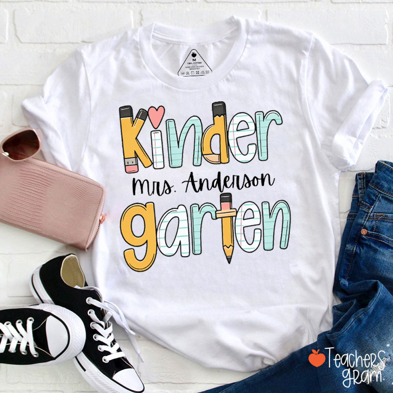 Personalized Name Pencil Teacher T-Shirt