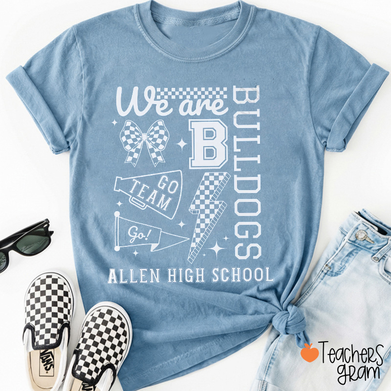 Personalized We Are Mascot School Spirit Teacher T-Shirt