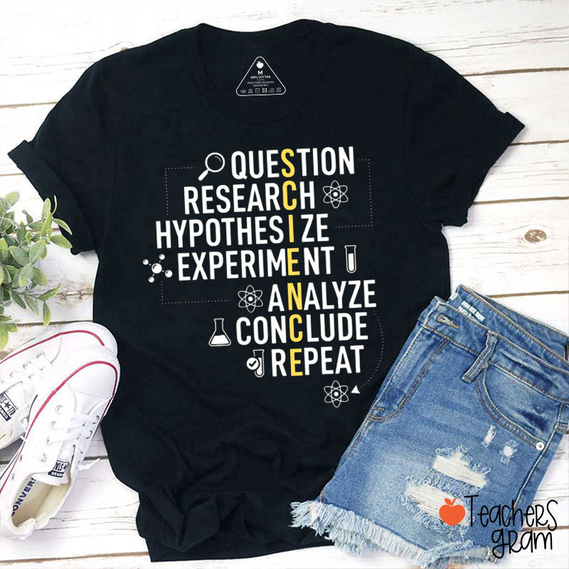 Question Research Hypothesize Experiment Teacher T-Shirt
