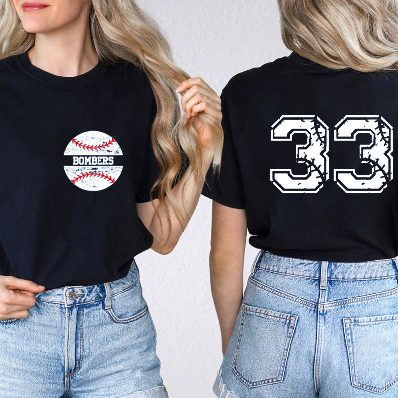 Personalized Baseball Player Name And Number Teacher Two Sided T-Shirt