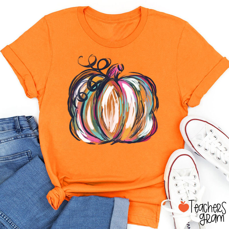 Watercolor Pumpkin Teacher T-Shirt