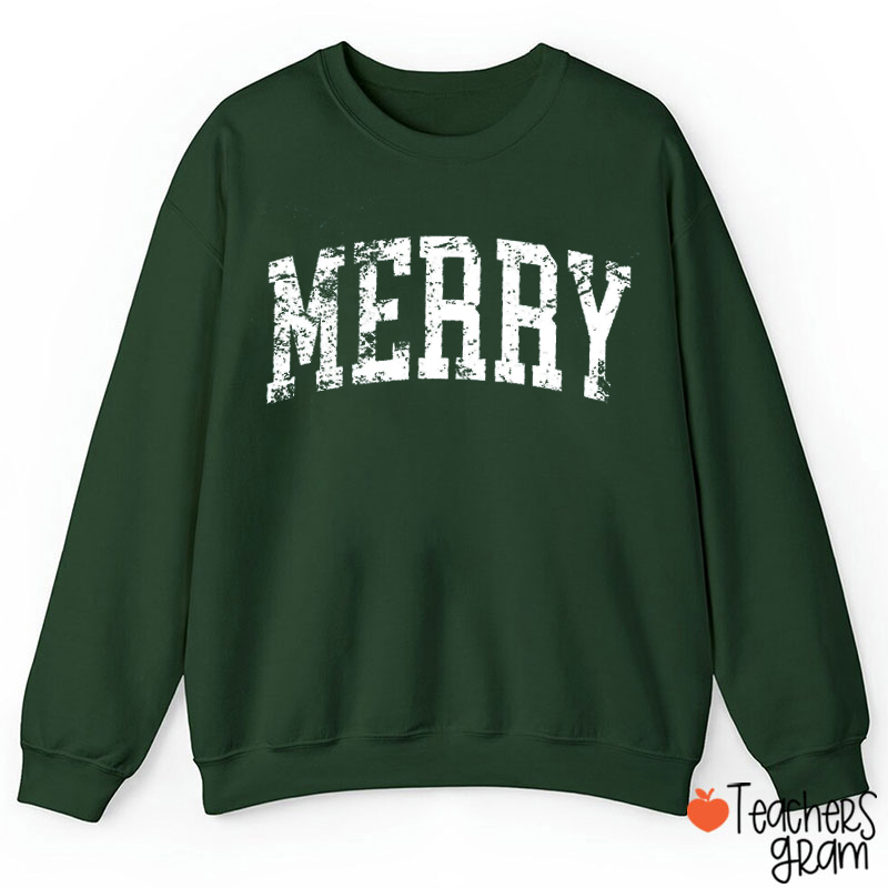 Washed And Aged Merry Christmas Teacher Sweatshirt