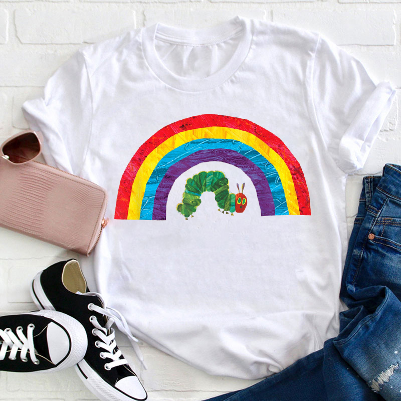 Rainbow And Caterpillar Teacher T-Shirt