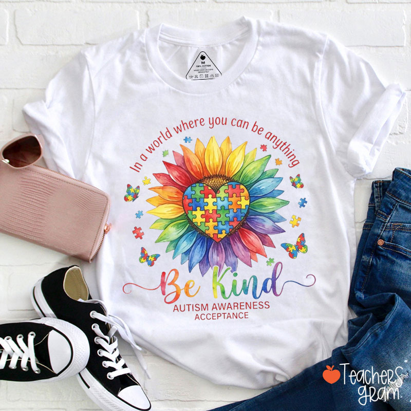 Be Kind In A World Where You Can Be Anything Teacher T-Shirt