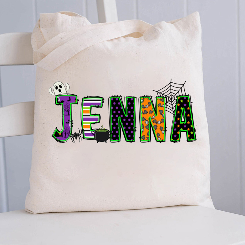 Personalized Name Halloween Teacher Tote Bag