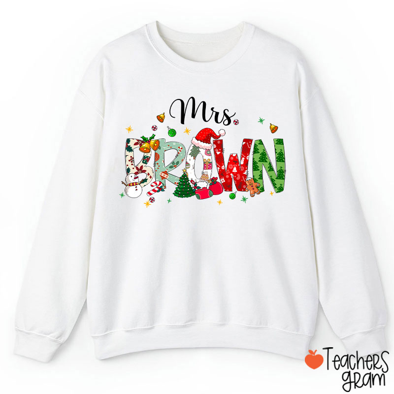 Personalized Name Christmas Atmosphere Teacher Sweatshirt