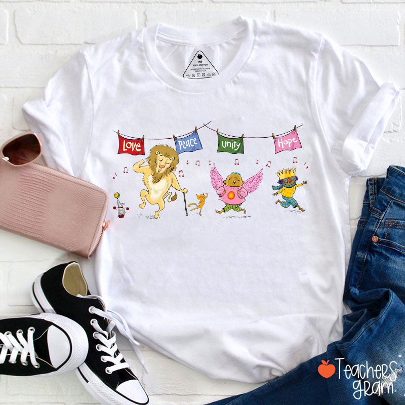 Love Peace Unity Hope Teacher T-Shirt