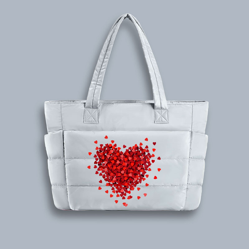 Let Love Fill Your Heart Teacher Puffy Tote Bag