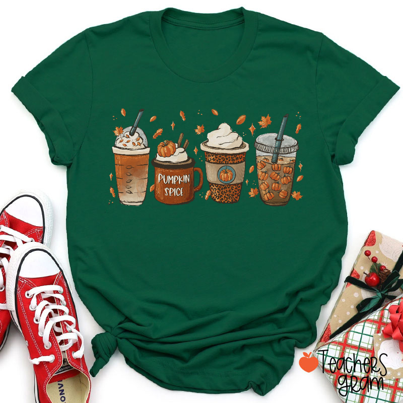 Autumn Coffee Pumpkin Spice Teacher T-shirt
