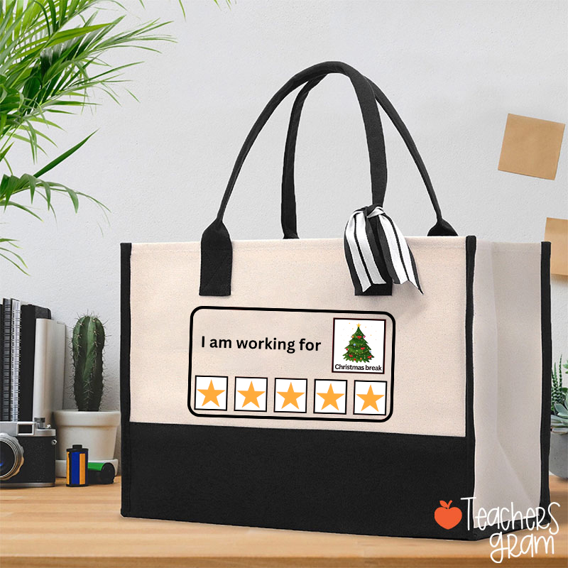 I Am Working For Christmas Break Teacher Cotton Tote Bag