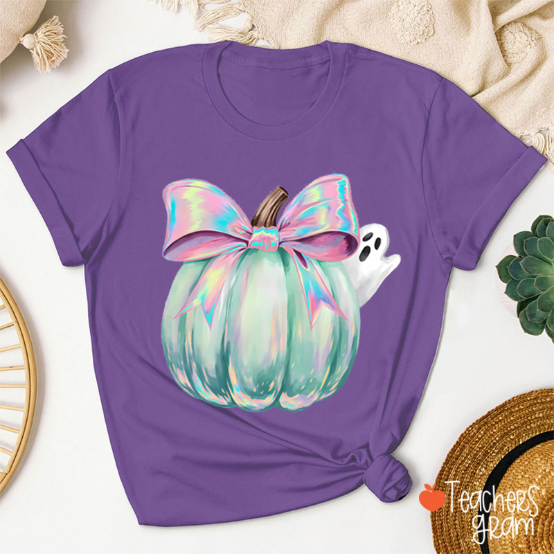 Comfort Colors Iridescent Pumpkin Ghost Teacher T-Shirt