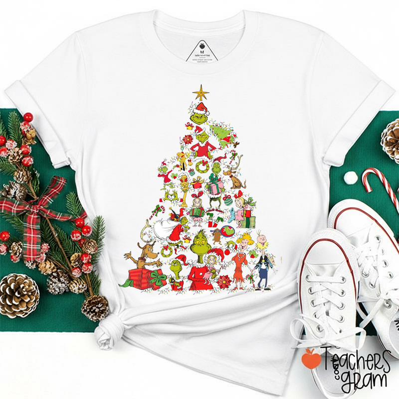 Comfort Colors Green Guy Christmas Tree Teacher T-Shirt