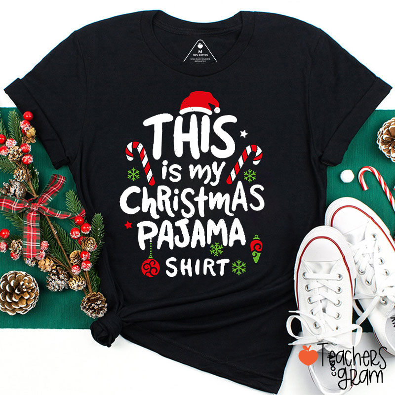 This Is My Christmas Pajama Shirt Cute Icons Teacher T-Shirt