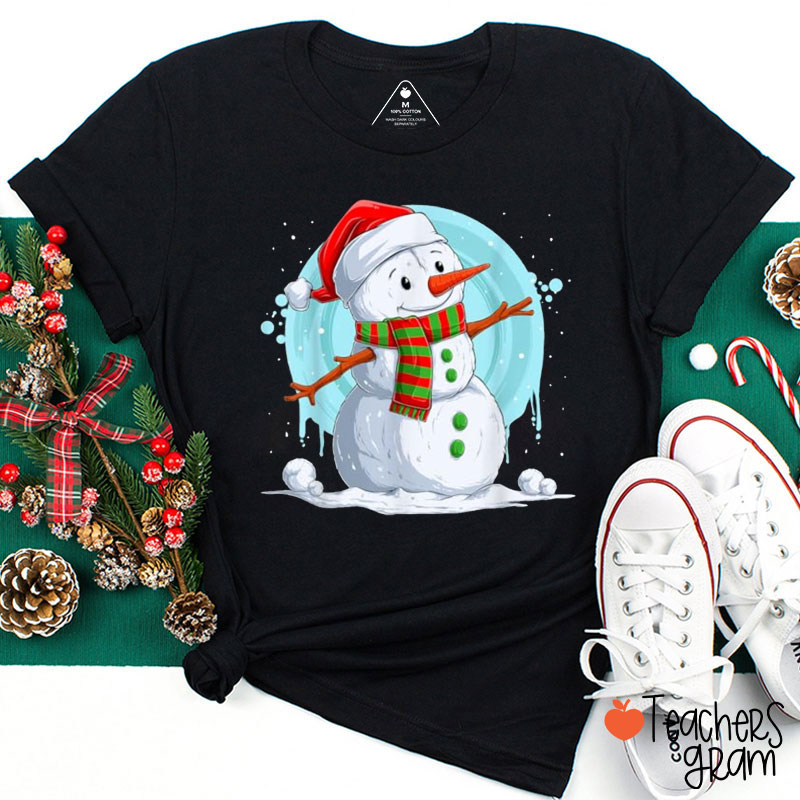 Cute Snowman In Winter Teacher T-Shirt