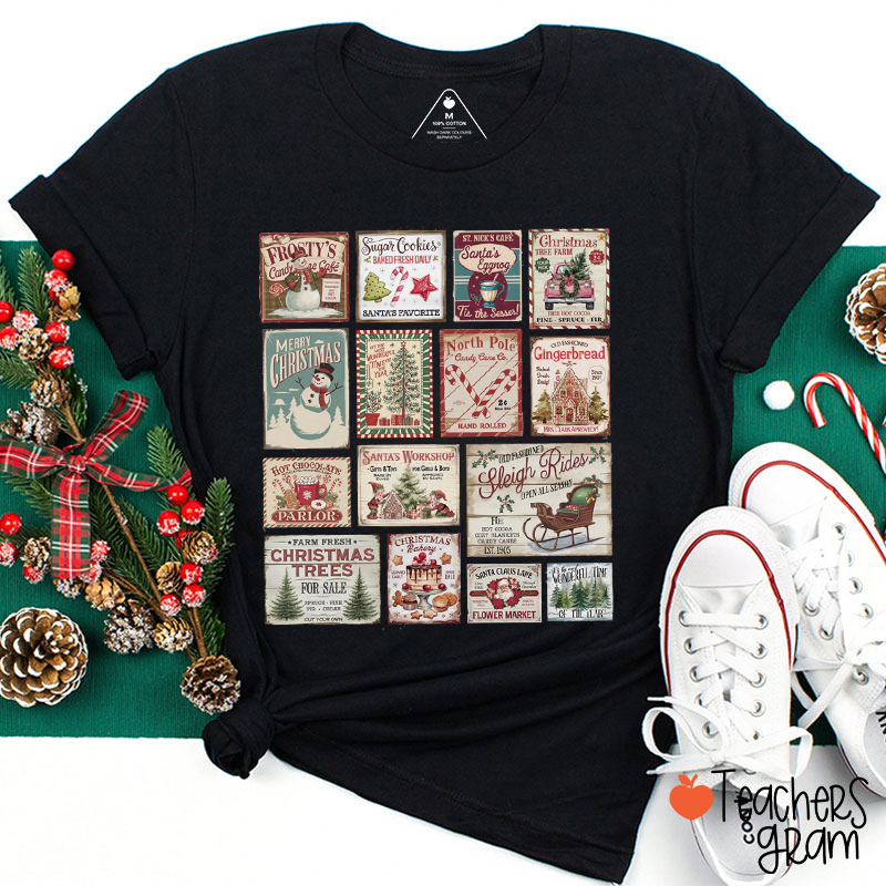 Christmas Vibes Stamps Teacher T-Shirt