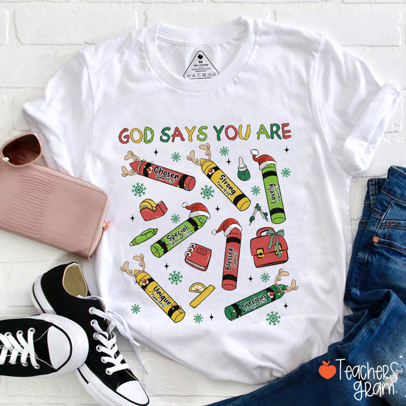 God Says You Are Cute Pencil Icon Teacher T-Shirt