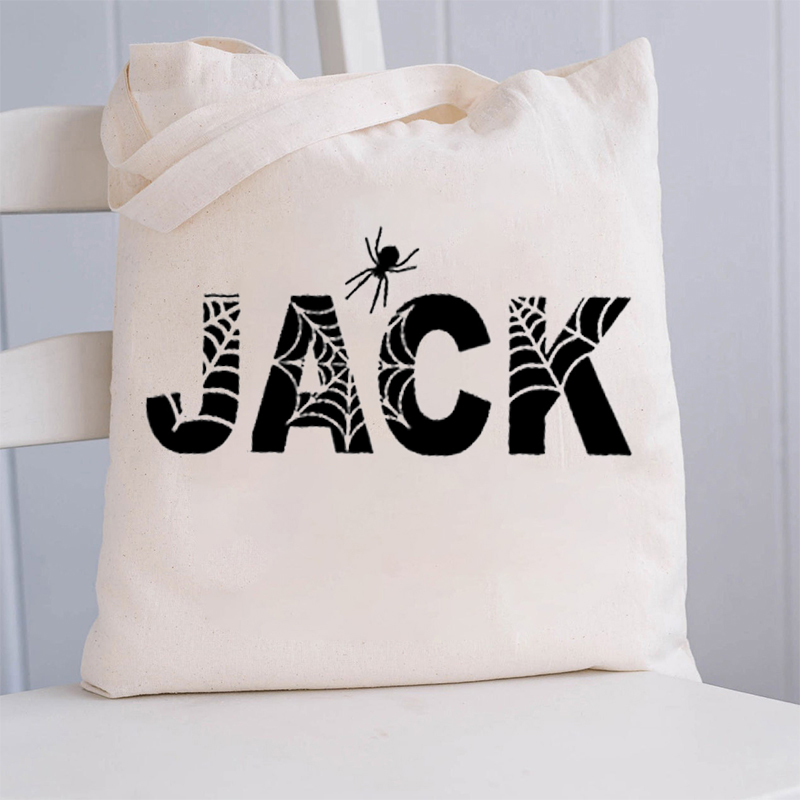 Personalized Name Spider Web Halloween Teacher Tote Bag
