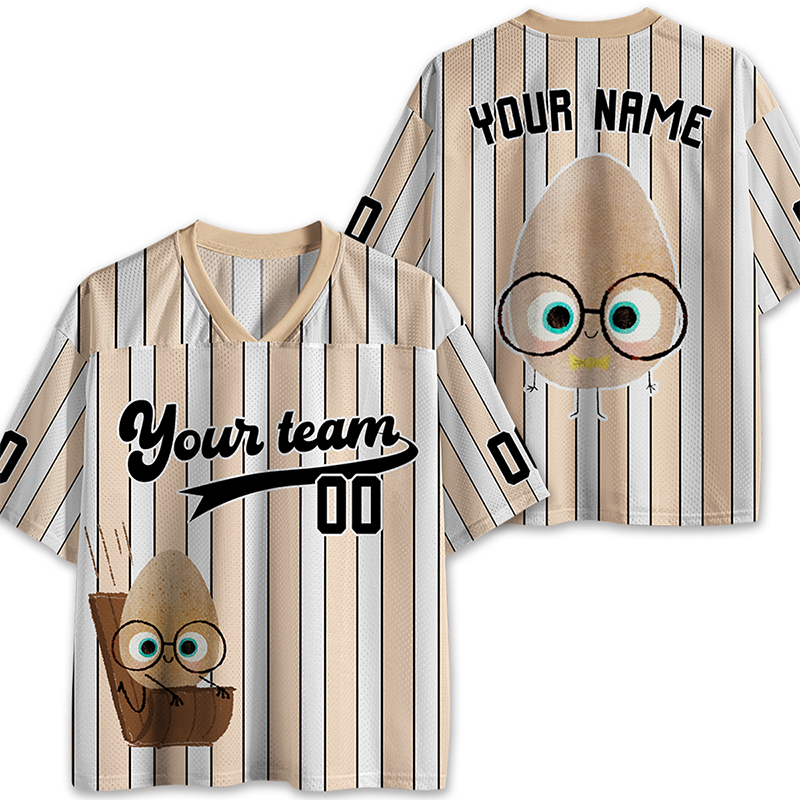Personalized Team Name And Number Egg With Glasses Teacher Mesh Jersey