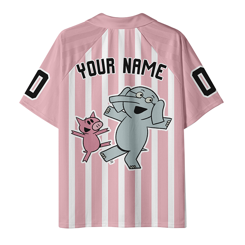 Personalized Team Name And Number Cute Piggy Pink Teacher Collar Jersey
